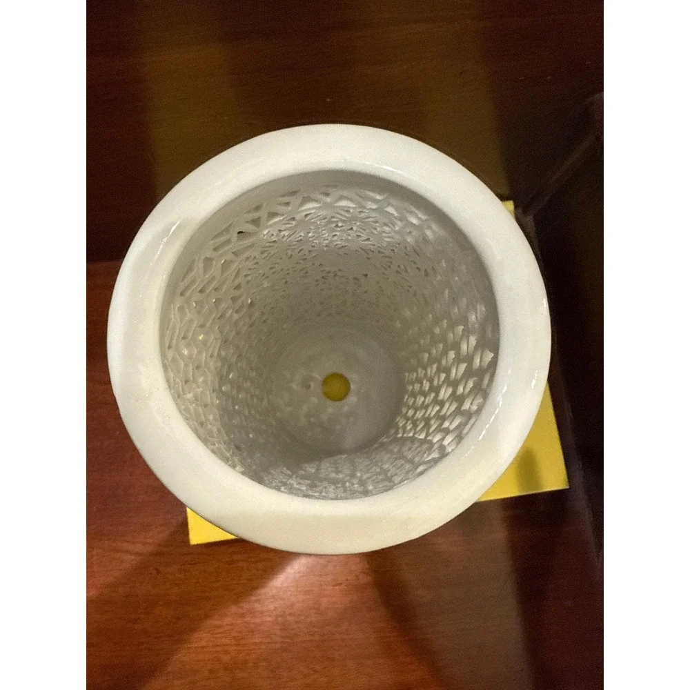 Reticulated Blanc‎ de Chine Porcelain Lantern Lamp Base or Vase MCM 8.75